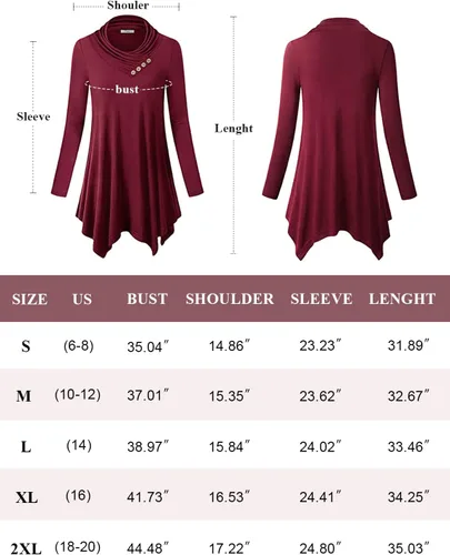 Vista 4 de Camisa Cestyle tipo túnica de manga larga para mujer, holgada, con cuello volteado y dobladillo asimétrico