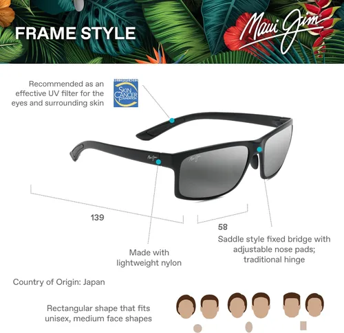 Vista 6 de Maui Jim Gafas de sol rectangulares polarizadas Pokowai Arch para hombre y mujer