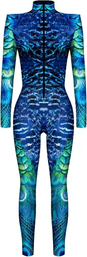 Vista 4 de Fixmatti Disfraz de fiesta de Halloween para mujer, traje de manga larga con estampado de calavera