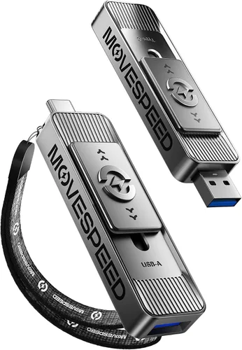 Vista 8 de MOVE SPEED Unidades de estado sólido de 128 GB con puertos dobles y diseño push-pull — Velocidad de lectura de 560 MB/s, unidad USB 3.2 tipo C +