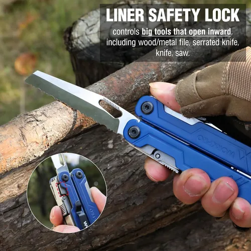 Vista 3 de WORKPRO Multiherramienta con cuchillo de bolsillo, regalo de cumpleaños para hombres, papá, padre, marido, alicates de acero inoxidable 18 en 1