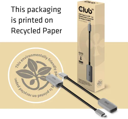 Vista 5 de Club 3D CAC-1567 Adaptador USB Tipo C a DisplayPort™ 1.4 4K 120Hz 8K60Hz DSC1.2 HBR3 M/M