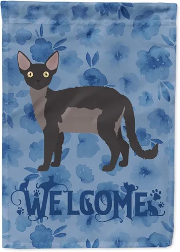 Vista 262 de Caroline's Treasures CK4813CHF - Bandera de bienvenida con gato abisinio azul, manga grande, para porche, para colgar en la pared, poliéster