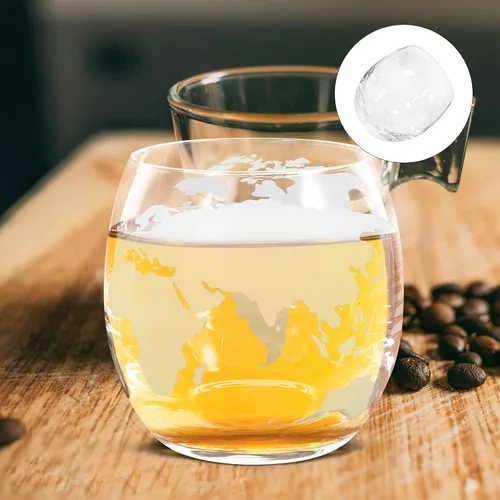 Vista 2 de Angoily 2 vasos de whisky con globo, vasos de bebida novedosos con rocas de ron de vidrio transparente, copas de cóctel de vidrio con mapa