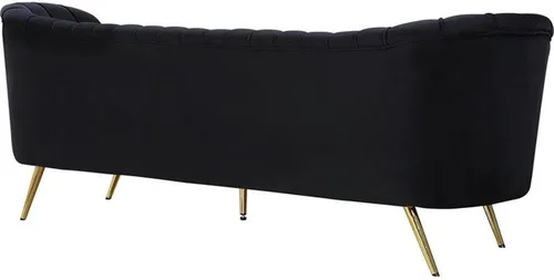 Vista 4 de Meridian Furniture Colección Margo Modern Sofá tapizado de terciopelo contemporáneo con acolchado de canal profundo y patas de acero inoxidable