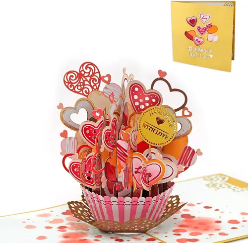 Vista 8 de FLYAB Tarjeta desplegable para el día de San Valentín, tarjeta de San Valentín desplegable para ella, él, novia, novio, esposa, marido, regalo