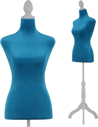 Vista 10 de Vestido de maniquí femenino con altura ajustable de 49.6 a 63.4 pulgadas, con trípode de madera para ventana, tienda, joyería, costura (negro)