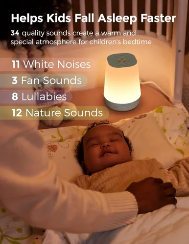 Vista 5 de Momcozy Máquina de sonido para dormir del bebé con luz nocturna y monitor de bebé Momcozy Smart WiFi con cámara y audio