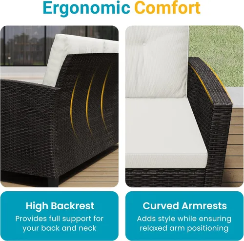 Vista 8 de FansaFurn Juego de muebles de mimbre para patio de 4 piezas para todo tipo