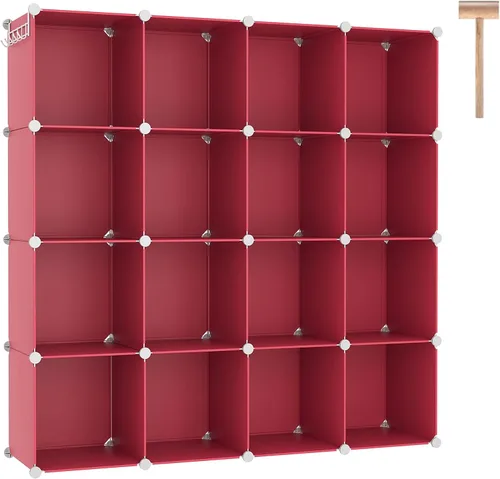 Vista 11 de C&AHOME Organizador de almacenamiento de cubos, estantes de 16 cubos, cubos de almacenamiento de plástico, organizador de armario de bricolaje