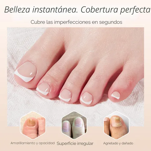 Vista 5 de Modelones Uñas cortas a presión, uñas cuadradas con punta francesa desnuda