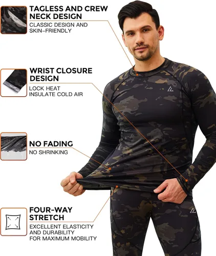 Vista 161 de Conjunto de ropa interior térmica para hombre, ropa interior larga 1#verde militar