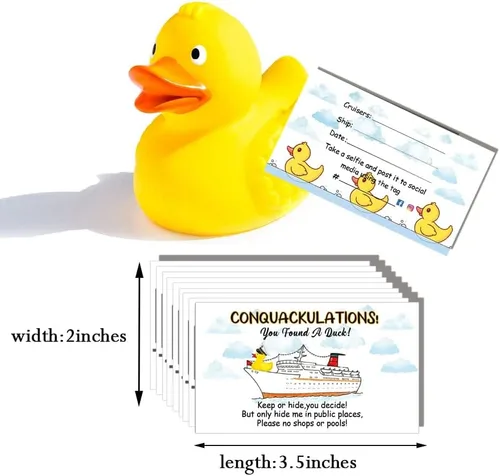 Vista 3 de Etiqueta de patos, tarjeta de juego de patitos, etiquetas de crucero, paquete de 50 etiquetas de pato de 2 x 3.5 pulgadas, tarjetas de crucero