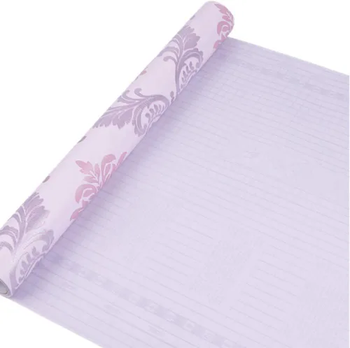 Vista 3 de Teemall Adhesivo autoadhesivo para gabinete de estante extraíble de damasco morado de 17.7 x 118 pulgadas