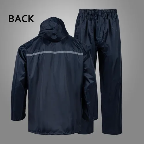 Vista 3 de Chaqueta impermeable de seguridad para hombre, reflectante, de PVC, impermeable, azul marino