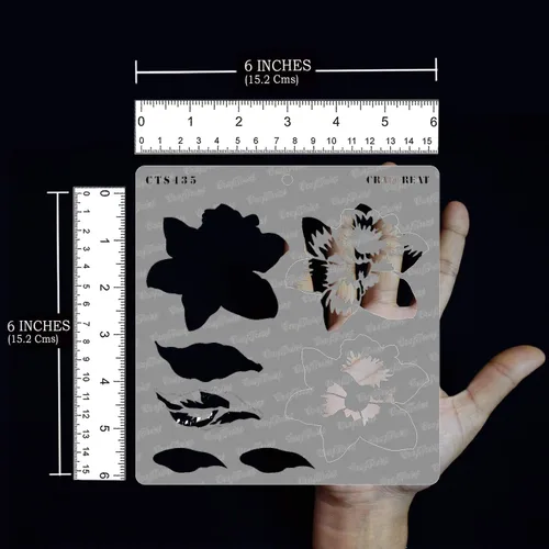 Vista 2 de CrafTreat Plantillas de flores en capas para pintar en madera, pared, azulejos, lienzo, papel, tela y piso, plantilla de narciso en capas, 6 x 6