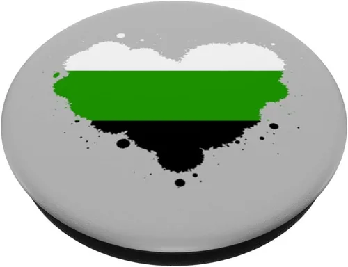 Vista 2 de Neutrois Bandera del Orgullo Corazón Neutrois Neutral Nulo Bandera de género PopSockets PopGrip intercambiable
