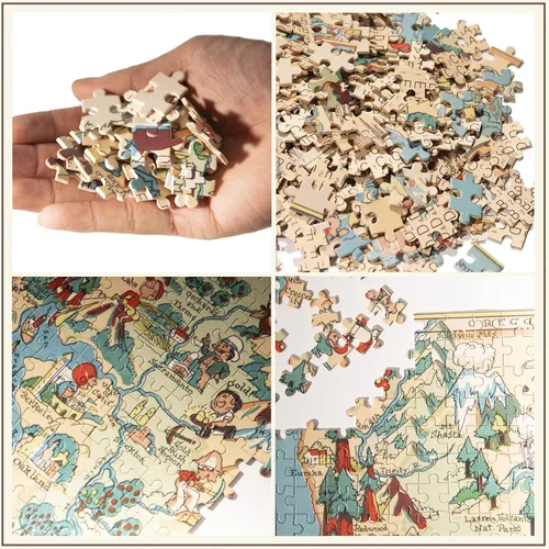 Vista 4 de Rompecabezas de mapa de madera de Florida para adultos Estados Unidos de mapa del estado Decorar juegos de rompecabezas de 500 piezas