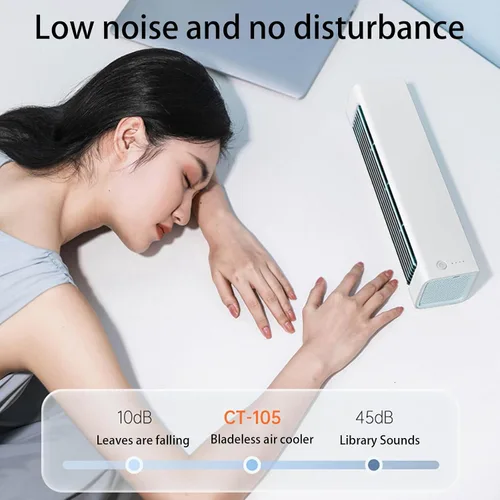 Vista 3 de Portable Air Conditioners, tower fan for bedroom with remote, portable rechargeable personal air cooler with remote control, 3 Wind Speeds Quiet Blue