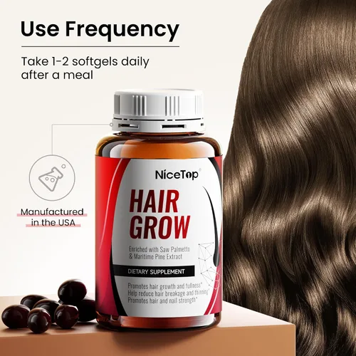 Vista 2 de Suplemento para el crecimiento del cabello, apoyo para el cuidado del cabello para fortaleza, crecimiento de espesor, con biotina vitamina A, C, E