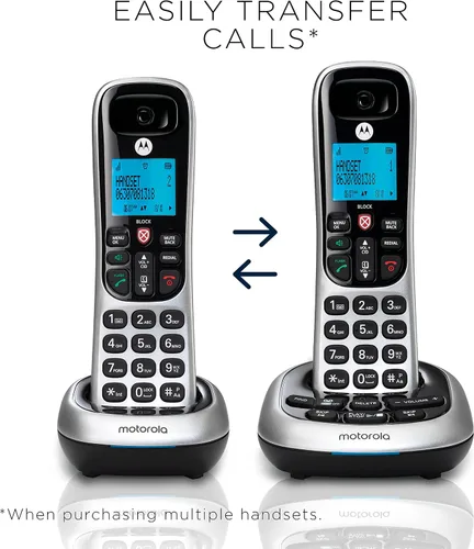 Vista 2 de Motorola CD4011 DECT 6.0 Teléfono inalámbrico con contestador automático y bloque de llamadas, plata/negro, 1 auricular