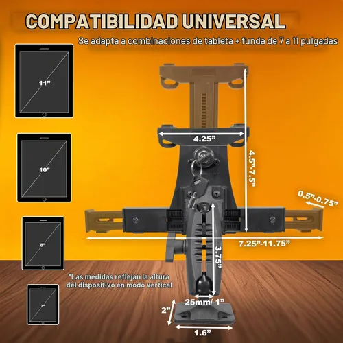 Vista 3 de iBOLT TabDock Dock'n Lock Tablet Drill Base Mount 7-10" para camiones