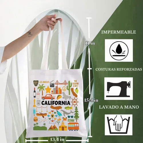 Vista 4 de WZMPA Bolsa de viaje California – Regalo de vacaciones y bolsa de compras – Regalo de recuerdo Calif 2