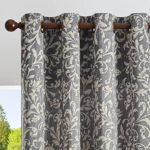 Vista 16 de jinchan Cortinas 80% opacas para dormitorio, cortinas con patrones geométricos para sala de estar, tratamientos de ventana para oscurecer