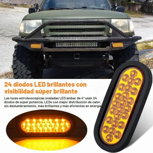 Vista 4 de Partswcgg - Juego de 4 luces estroboscópicas empotrables ovaladas ámbar de 6 pulgadas