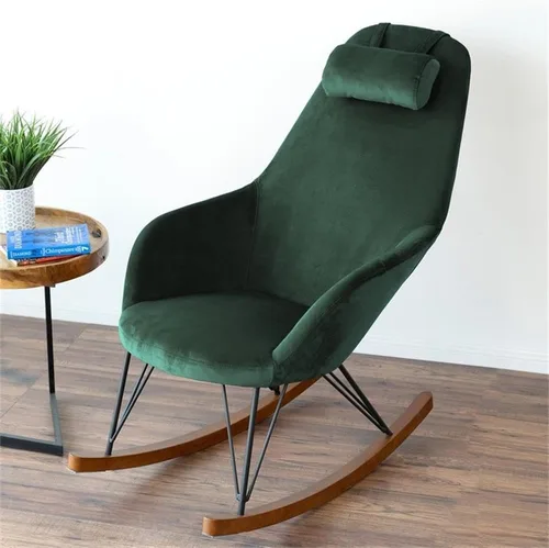 Vista 5 de ASHCROFT Jayce Mid-Century - Mecedora de terciopelo con respaldo ajustado en color verde