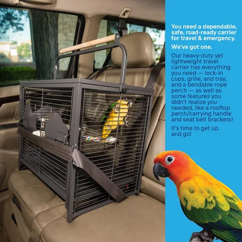 Vista 8 de Prevue Pet Products Transportador de viaje para pájaros, negro 18.8 pulgadas de largo x 14.9 pulgadas de ancho x 18.0 pulgadas de alto