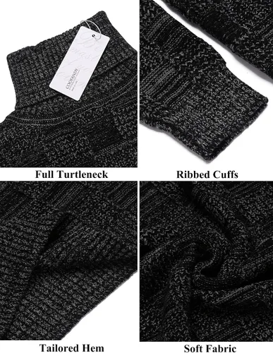 Vista 6 de COOFANDY Suéter de punto de cuello alto para hombre