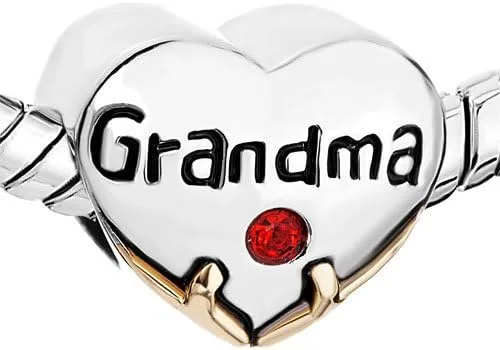 Vista 2 de Abalorio de corazón para abuela compatible con pulseras Pandora