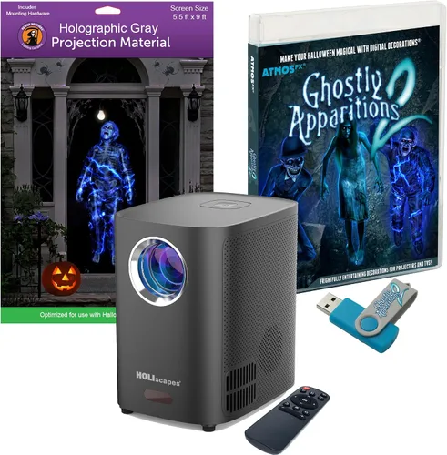 Vista 14 de HoliScapes® Kit de proyector USB - Taller de Santas + proyector + pantalla de proyección de 48 x 72 pulgadas