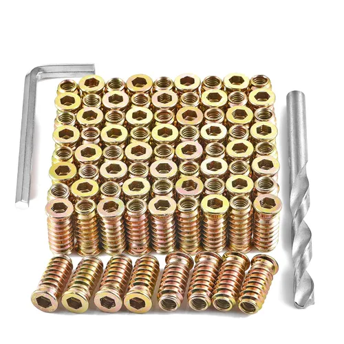 Vista 6 de 160 piezas de 1/4 pulgadas - 20 insertos de rosca para tornillos de metal, surtido de insertos de tuerca hexagonal - conector de fijación de pernos