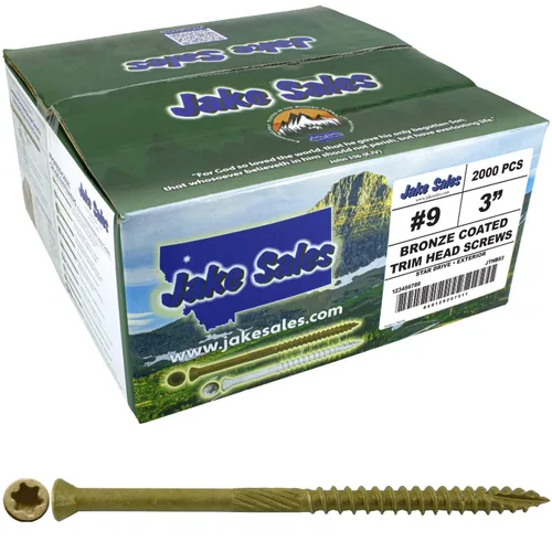 Vista 10 de Jake Sales Tornillo de madera multiusos con revestimiento de bronce de 1-5/8 pulgadas, cabeza torx/Star Drive Trim Head