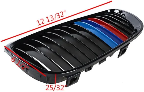 Vista 2 de Compatible con la serie 08-13 3 M3 E92 E93 07-10 Coupé E93 06-10 E92 2D 2 piezas negro brillante M Color frontal central rejilla de riñón
