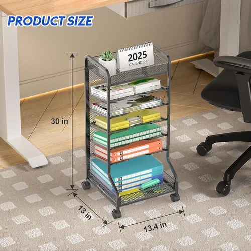 Vista 2 de samstar Carrito de archivos rodante, organizador debajo del escritorio, organizador de archivos junto al escritorio, carpeta de almacenamiento