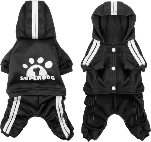 Vista 2 de Sudadera con Capucha para Perros de 4 Patas Mono para Perros Pequeños Ropa para Cachorros Sudadera Pullover para Perros Suéter de Algodón Abrigo