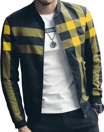 Vista 8 de LOGEEYAR Chaqueta Bomber para Hombre Chaqueta Casual Ligera de Bloques de Color Cortavientos Abrigo con Bolsillo