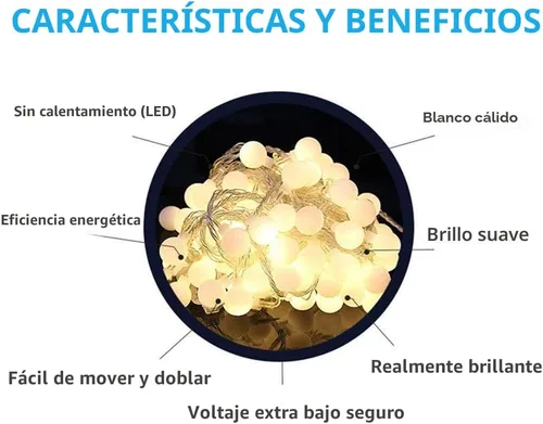 Vista 7 de RaThun - Cadena de luces LED con forma de esfera.
