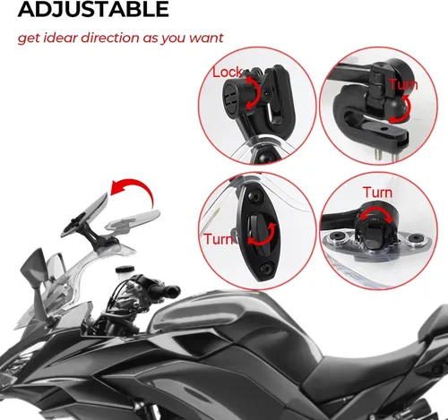 Vista 3 de Extensión universal para parabrisas de motocicleta, alerón ajustable, deflector de parabrisas para motocicleta, enduro, supermoto, scooter, UTV ATV