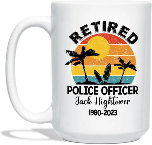 Vista 26 de Taza de café personalizada de policía de regalo para amigo compañero de trabajo, I Never Dreamed I'd Grow Up To Be A Cop Taza de café de cerámica