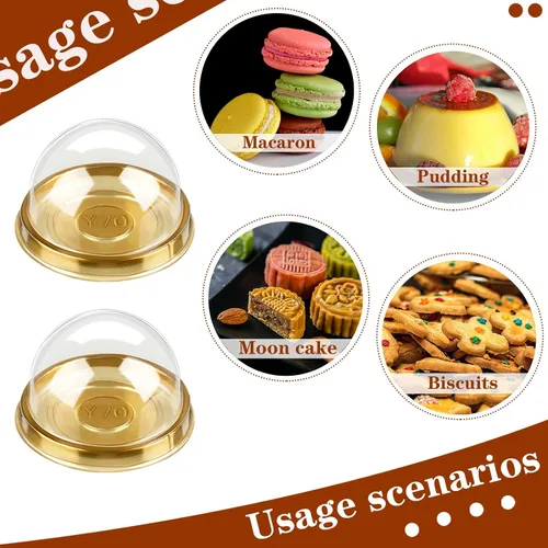 Vista 5 de Patelai 200 piezas cajas de mini cupcakes, recipientes de plástico transparente para magdalenas, queso, pastelería con tapas de cúpula para bodas