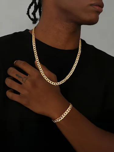 Vista 6 de U7 - Collar de Cadena de Eslabones Cubanos, Collar de Cadena Gruesa de Acero InoxidableNegroDorado Chapado para Hombres y Mujeres, 14-30 Pulgadas