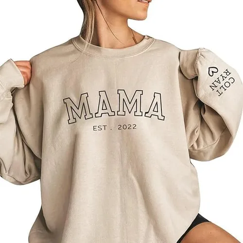Vista 2 de IZI POD Sudadera bordada personalizada para mamá, sudadera personalizada, sudadera para mamá, regalo para el día de la madre