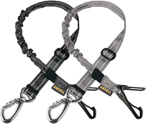 Vista 11 de AUBELL Cinturón de seguridad para perro, 3 en 1, ajustable, reflectante, resistente, arnés de perro con gancho de clip, cierre y hebilla, mosquetón