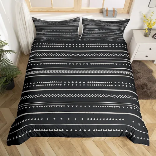Vista 23 de Juego de ropa de cama de dibujos animados para niños, funda de edredón con estampado de vaca, funda de edredón negra y blanca, funda de edredón