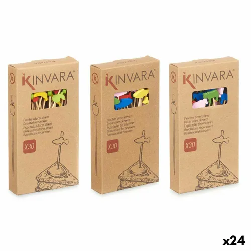 Vista 2 de Set de Pinchos para Barbacoa Kinvara Bambú Pincho Decorado (24 Unidades)