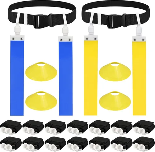 Vista 13 de DkOvn Cinturón de Fútbol Americano con Banderas, 2 piezas, Cinturón Ajustable de Fútbol Americano con Cinturón y Banderas, para Jóvenes, Adultos
